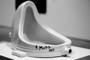 A urinal with the signature of Marcel Duchamp